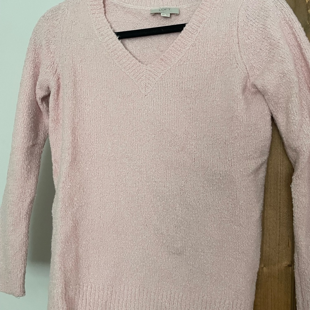 LOFT Soft Pink V-Neck Sweater - XXSP